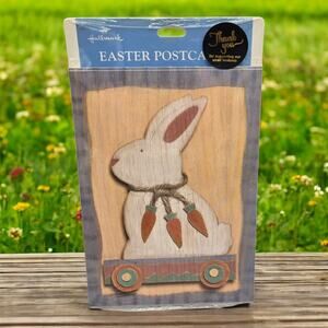 Sealed 8-Pack 1990s Easter Hallmark Postcards White Bunny Carrot Necklace Cart